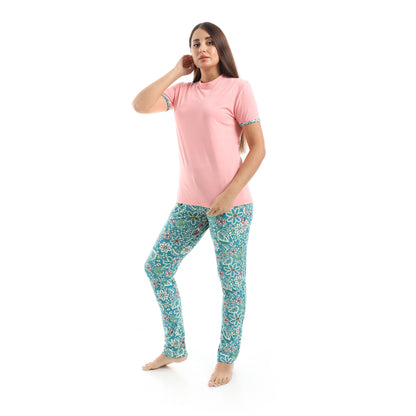 pajama with T-shirt and patterned pants
