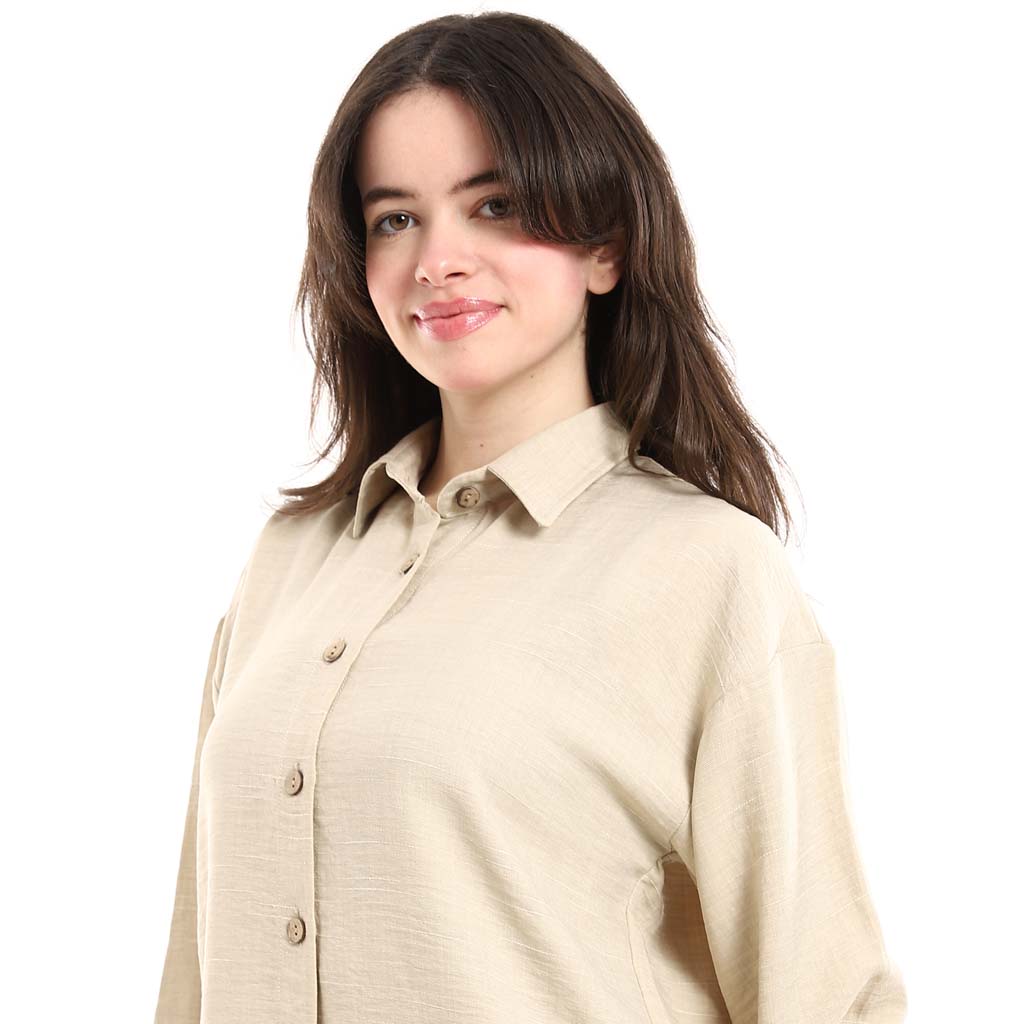 Long Sleeve Shirt and High Waisted Wide Leg Pants
