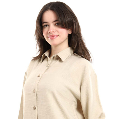 Long Sleeve Shirt and High Waisted Wide Leg Pants