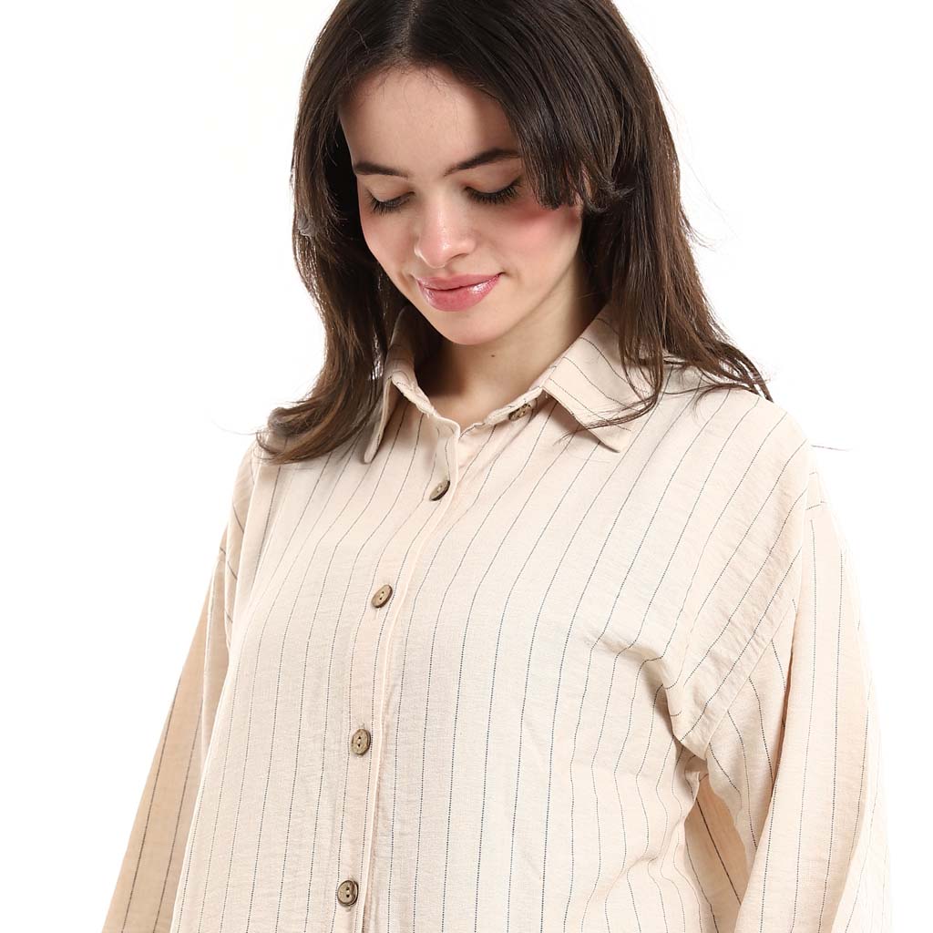 Long Sleeve Shirt and High Waisted Wide Leg Pants