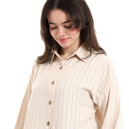Long Sleeve Shirt and High Waisted Wide Leg Pants