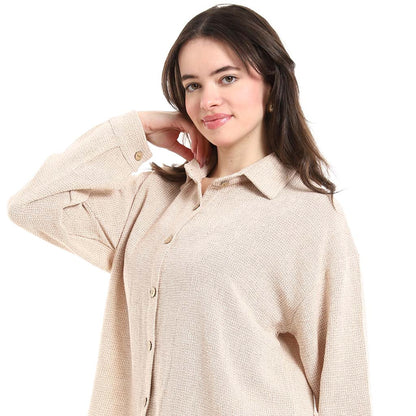Long Sleeve Shirt and High Waisted Wide Leg Pants