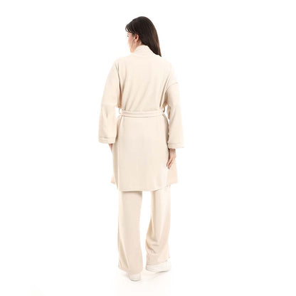 Open Front Belted Tunic with Matching Flowy Trousers