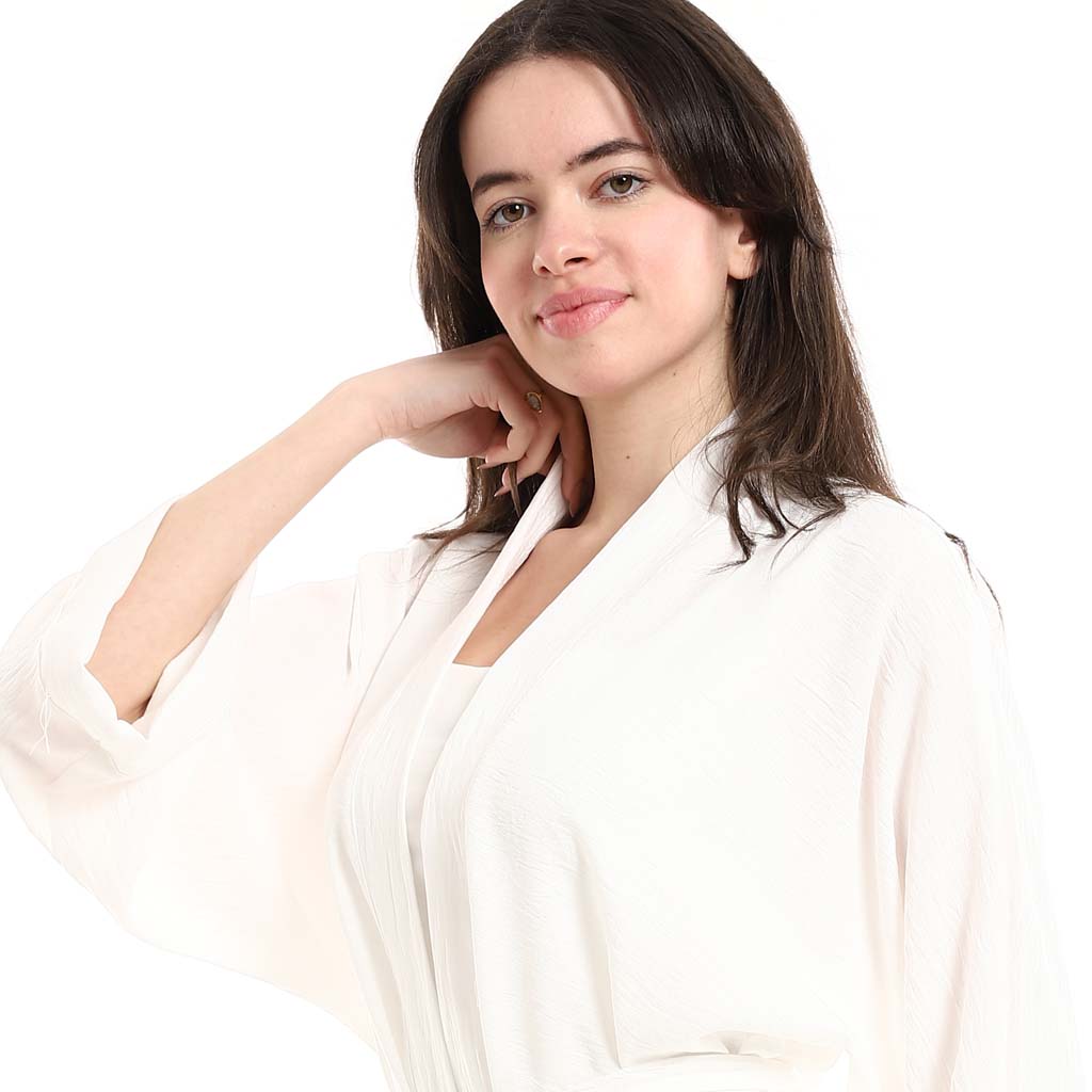 Open Front Belted Tunic with Matching Flowy Trousers