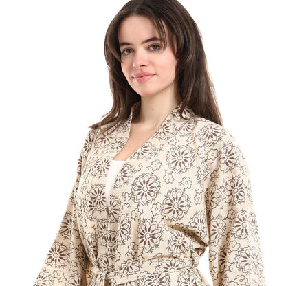Open Front Belted Tunic with Matching Flowy Trousers