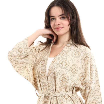 Open Front Belted Tunic with Matching Flowy Trousers