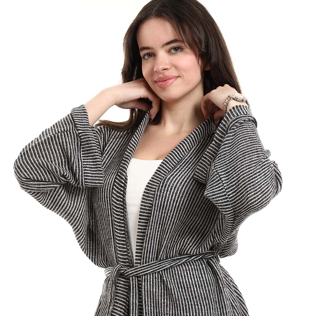 Open Front Belted Tunic with Matching Flowy Trousers