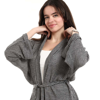 Open Front Belted Tunic with Matching Flowy Trousers