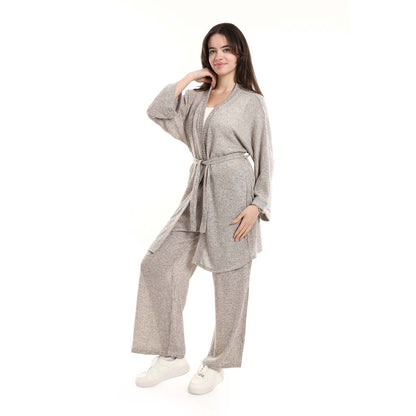 Open Front Belted Tunic with Matching Flowy Trousers
