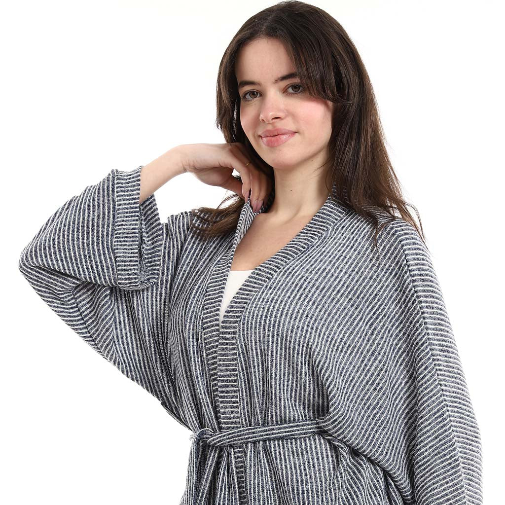 Open Front Belted Tunic with Matching Flowy Trousers