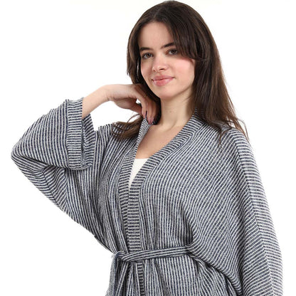 Open Front Belted Tunic with Matching Flowy Trousers