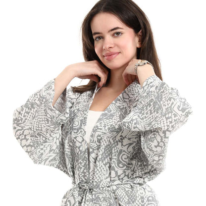 Open Front Belted Tunic with Matching Flowy Trousers