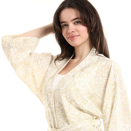 Open Front Belted Tunic with Matching Flowy Trousers