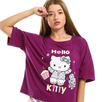 Printed Zebra Short Sleeves Pajama Set