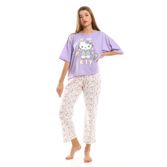 Printed Zebra Short Sleeves Pajama Set