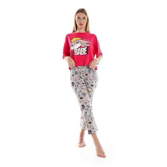 Printed Zebra Short Sleeves Pajama Set
