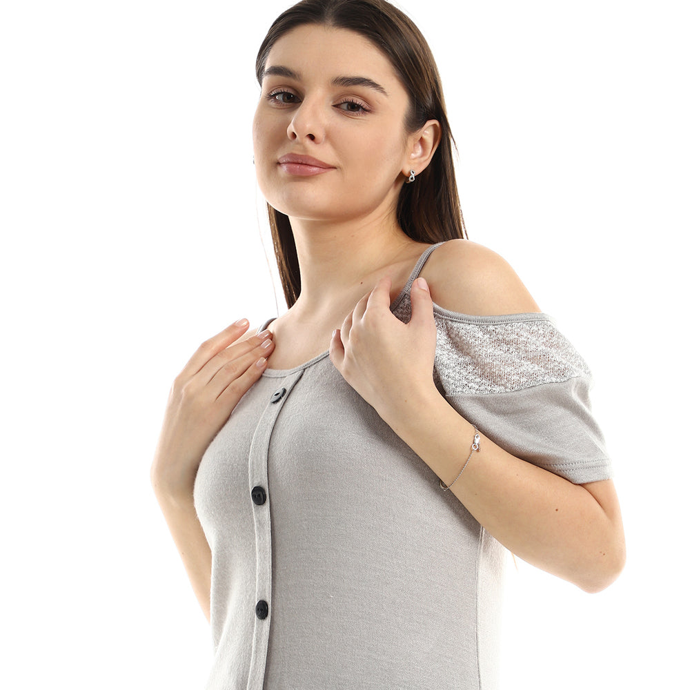 Kady Womens Cold Shoulder Slip On Pajama With Buttons