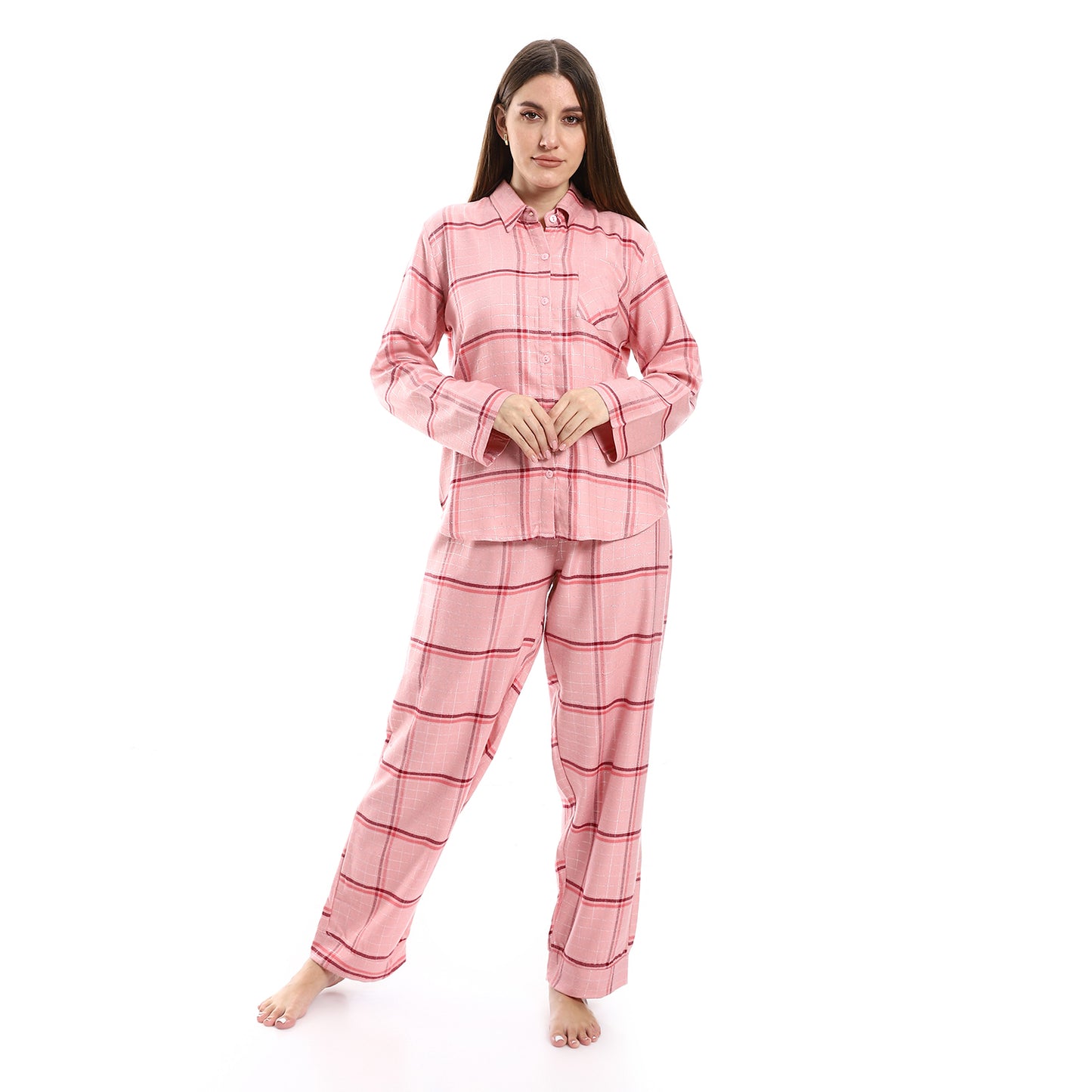 kady Windowpane Pattern Elastic Waist Pajama women