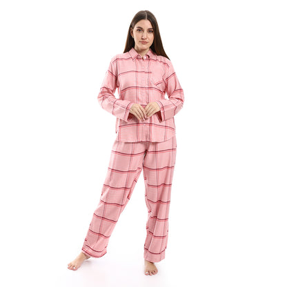 kady Windowpane Pattern Elastic Waist Pajama women
