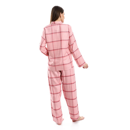 kady Windowpane Pattern Elastic Waist Pajama women
