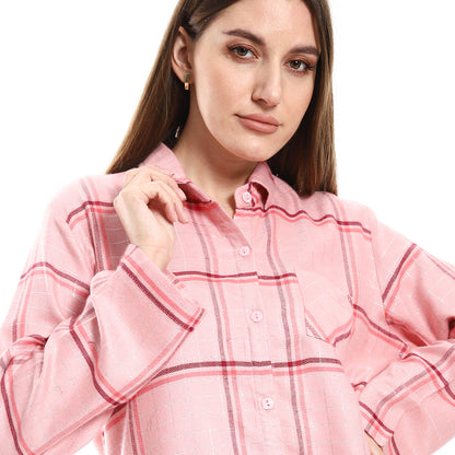 kady Windowpane Pattern Elastic Waist Pajama women