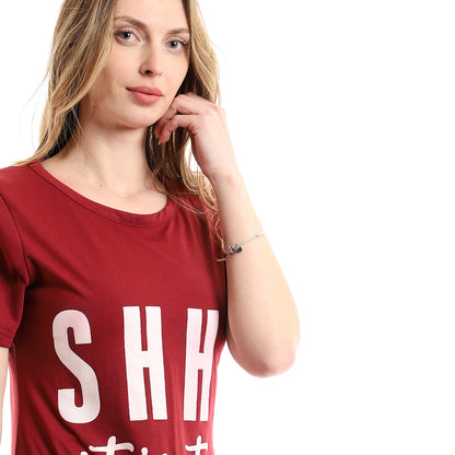 kady Printed "SHHH" Slip On Crew Short Sleepshirt women