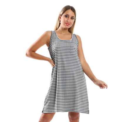 Kady slip on striped sleepshirt with side patch pocket women