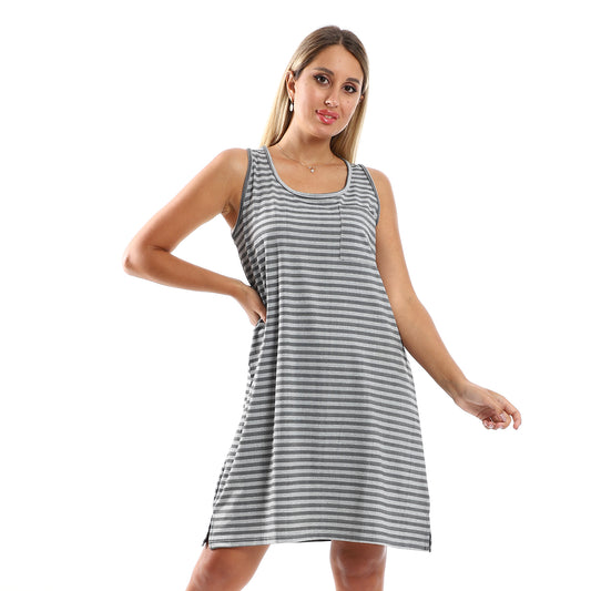 Kady slip on striped sleepshirt with side patch pocket women