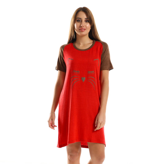 kady Printed Sleeping Cat Face Heather Sleepshirt women