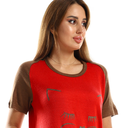 kady Printed Sleeping Cat Face Heather Sleepshirt women