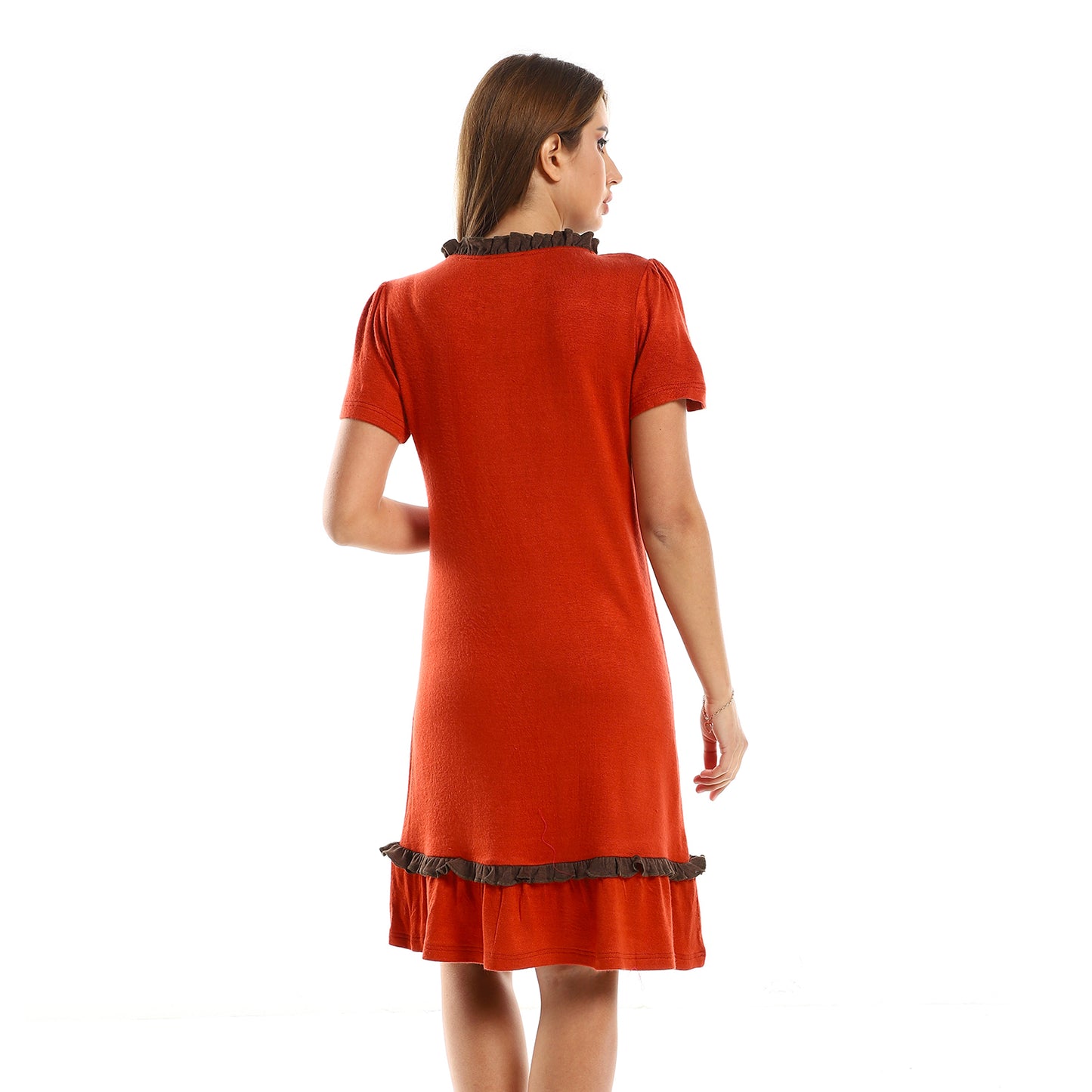 kady Ruffled Round Neck Sleepshirt Reddish Fuchsia &amp; Grey women