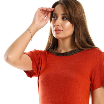 kady Ruffled Round Neck Sleepshirt Reddish Fuchsia &amp; Grey women