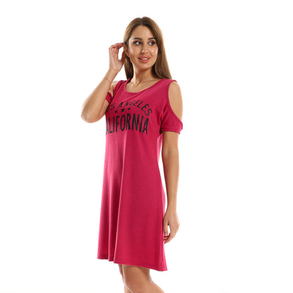 kady Cold Shoulder Printed Reddish Fuchsia Sleepshirt women