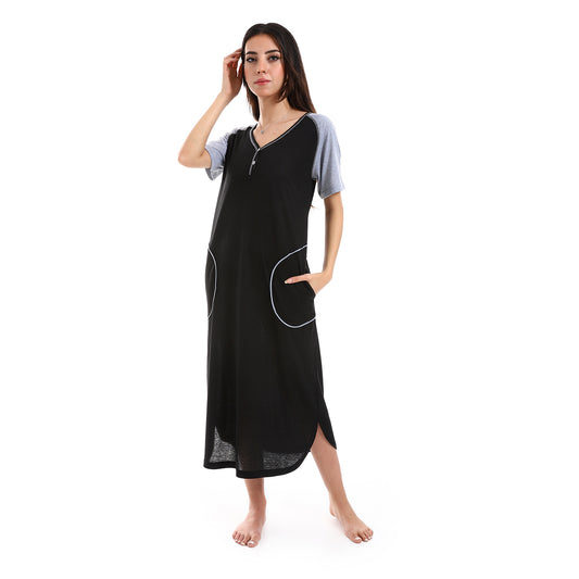 Kady women short sleeves sleepshirt with front pockets