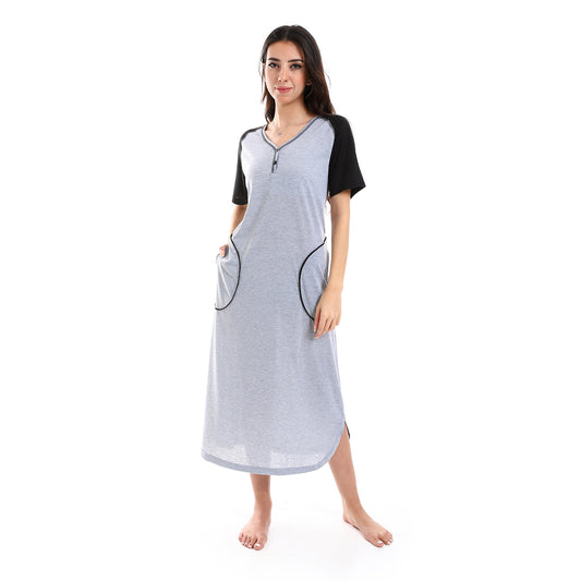 Kady women short sleeves sleepshirt with front pockets