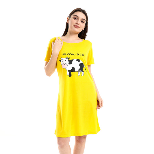 kady Chest Cow Printed Comfy Sleepshirt