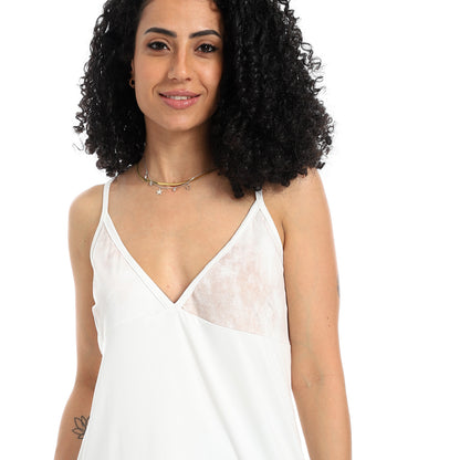 Black Printed Sleepshirt With Spaghetti Straps