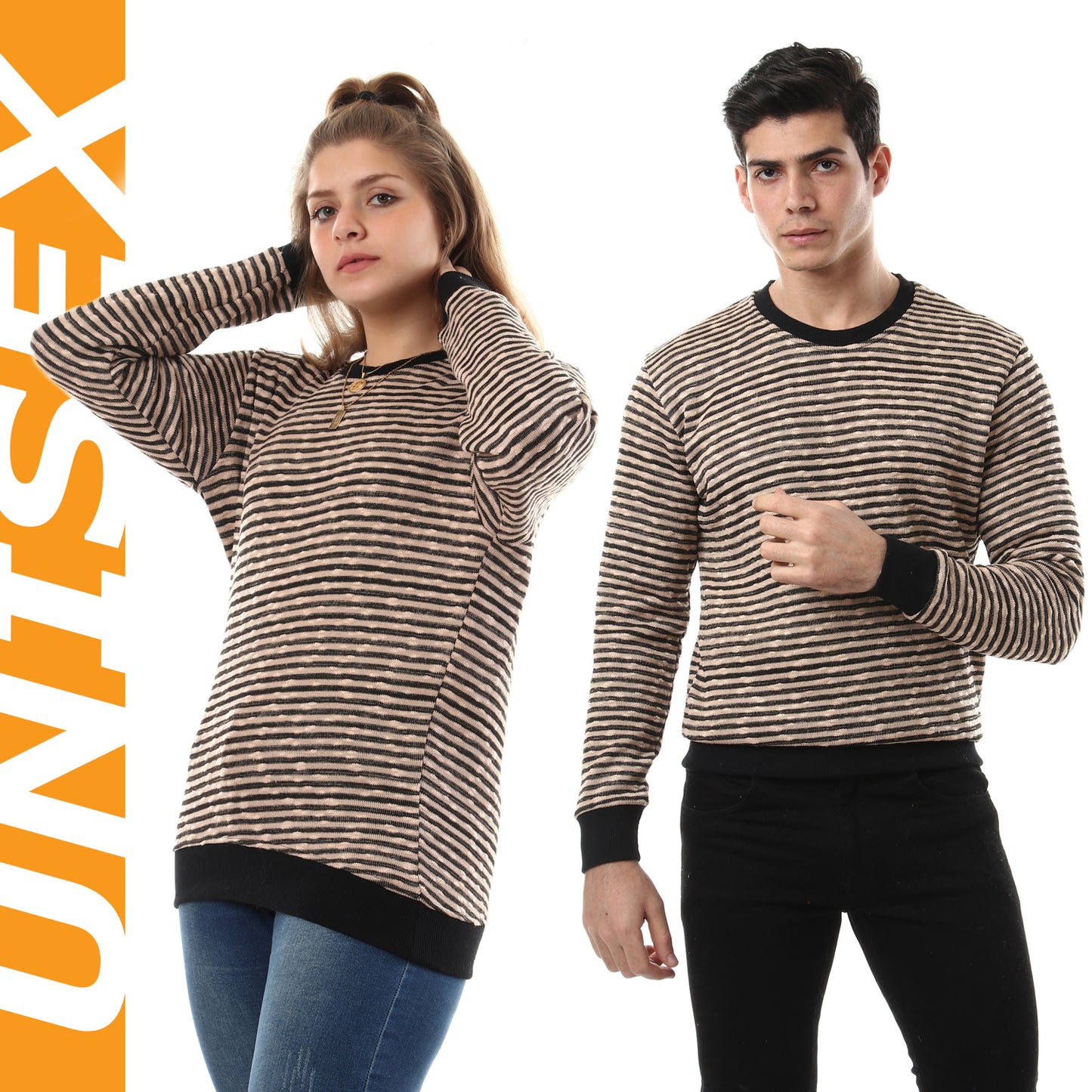 Unisex Thin Stripes Round Sweatshirt