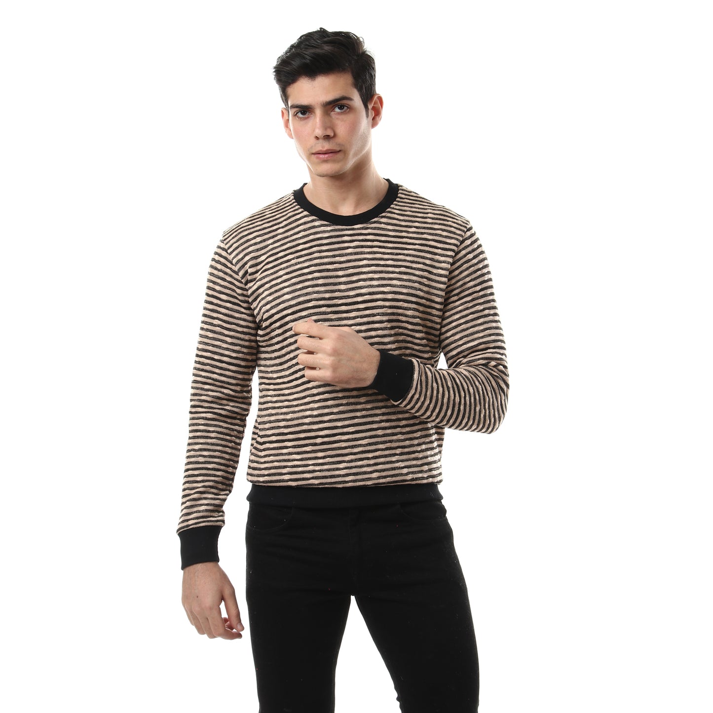 Unisex Thin Stripes Round Sweatshirt
