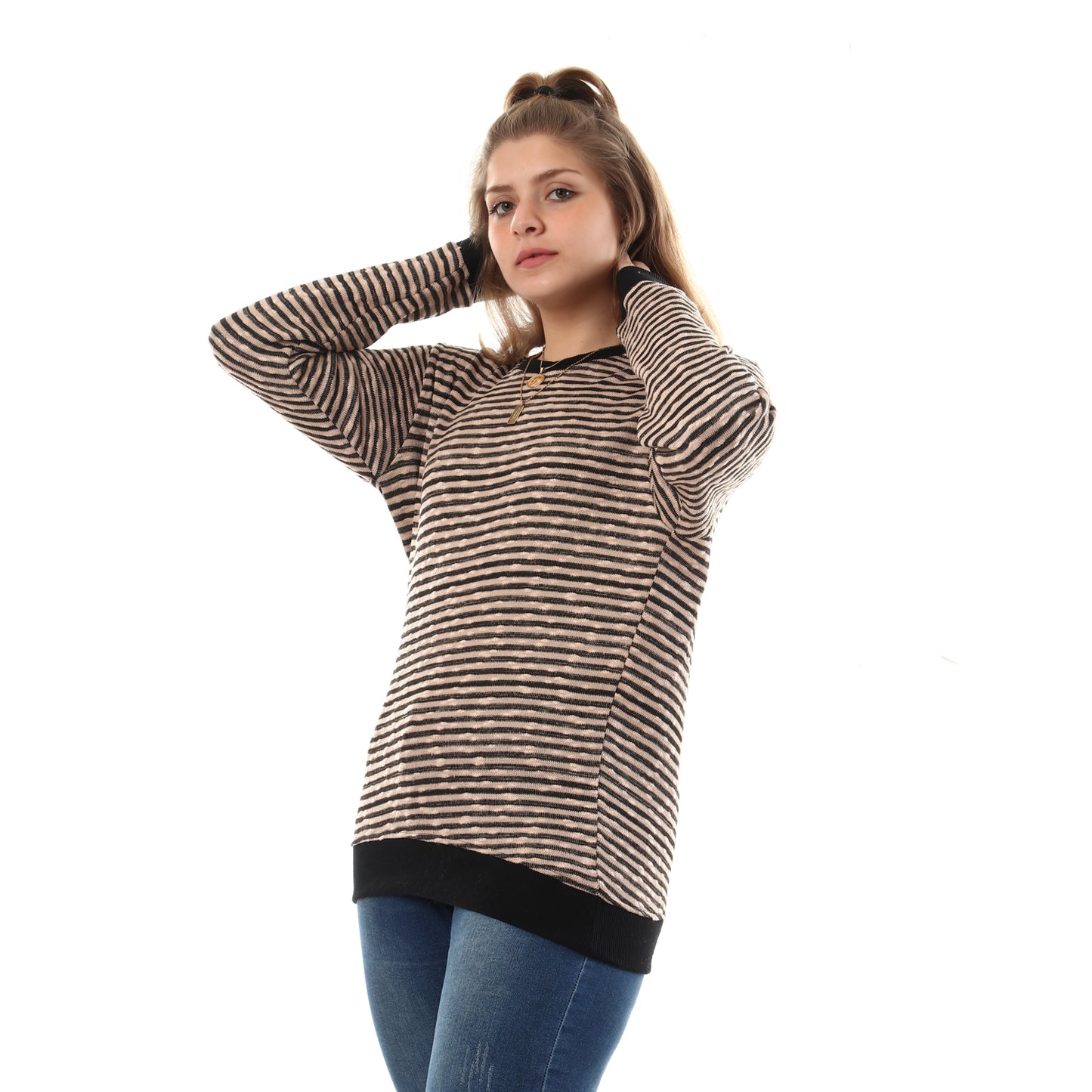 Unisex Thin Stripes Round Sweatshirt