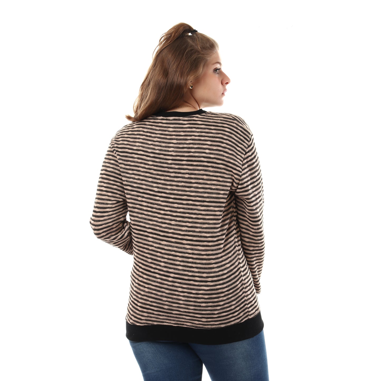 Unisex Thin Stripes Round Sweatshirt