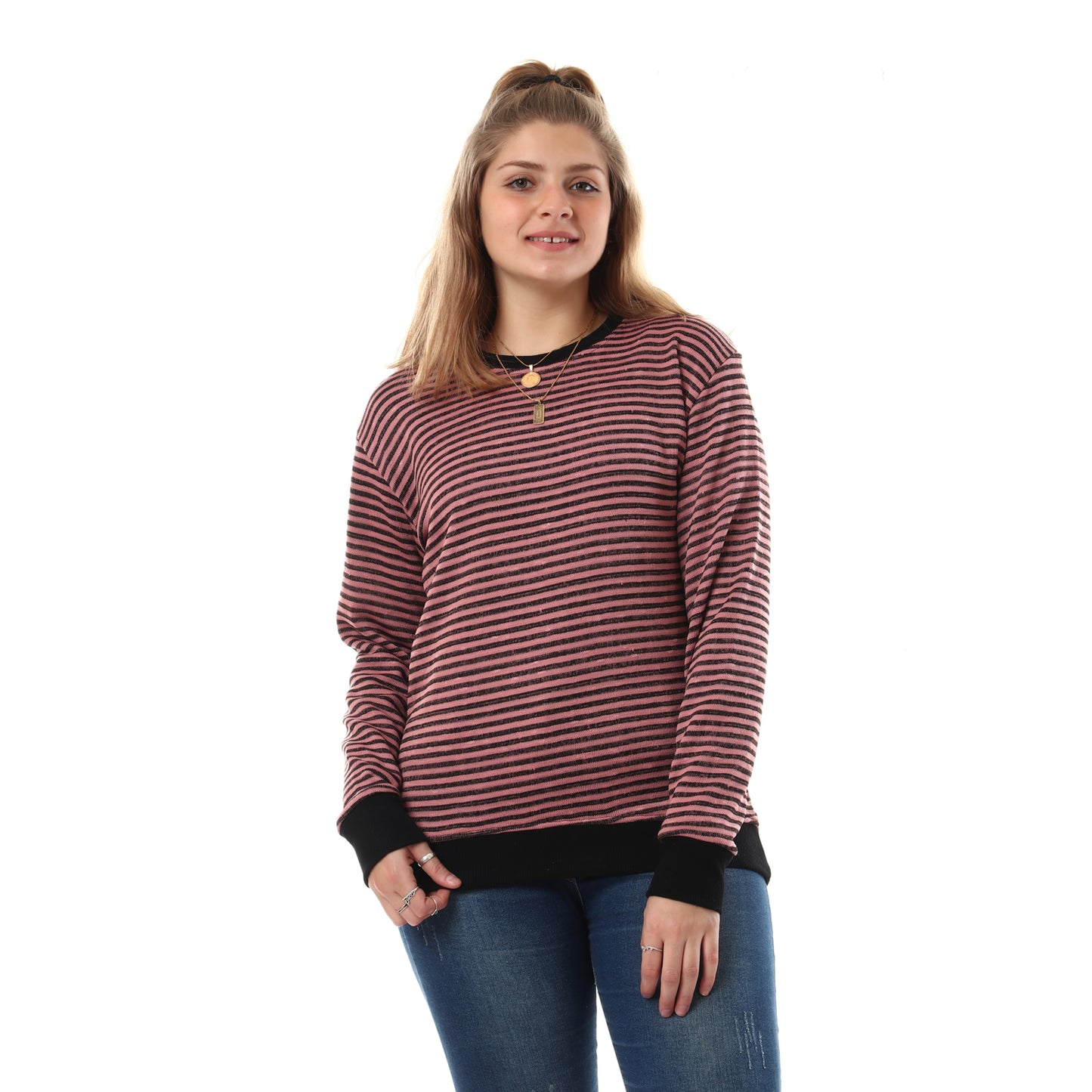 Unisex Thin Stripes Round Sweatshirt