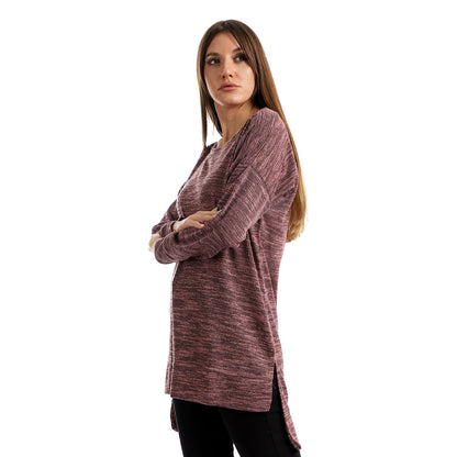 Jamila Women plain jackard crew neck top