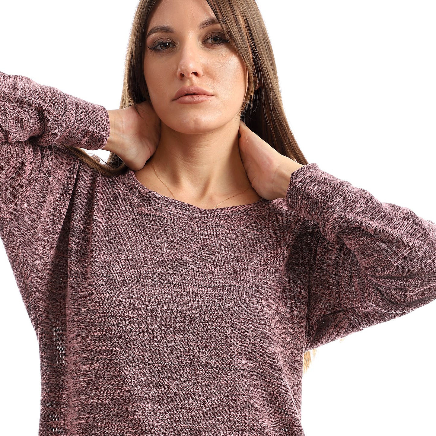Jamila Women plain jackard crew neck top