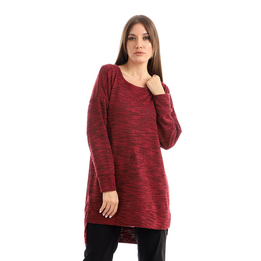 Jamila Women plain jackard crew neck top