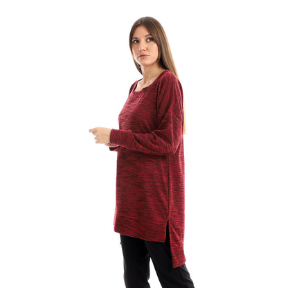 Jamila Women plain jackard crew neck top