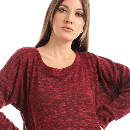 Jamila Women plain jackard crew neck top