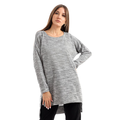 Jamila Women plain jackard crew neck top