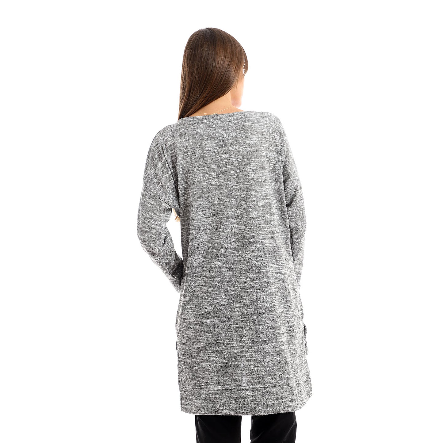 Jamila Women plain jackard crew neck top