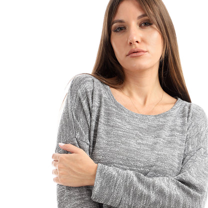 Jamila Women plain jackard crew neck top